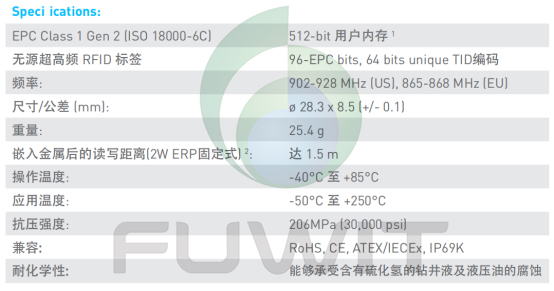 RFID钻具电子标签参数