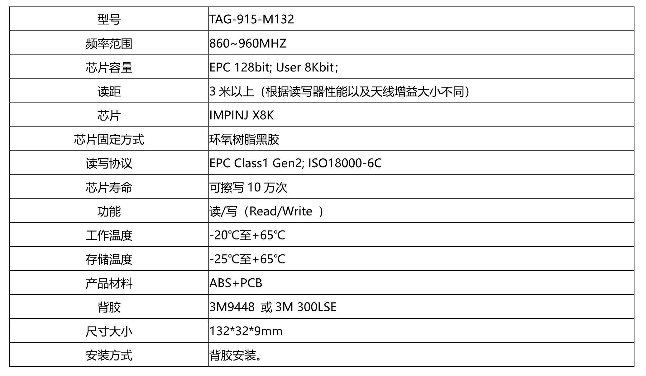 超高频仓储用RFID电子标签 TAG-915-M132 超高频仓储用RFID电子标签 TAG-915-M132